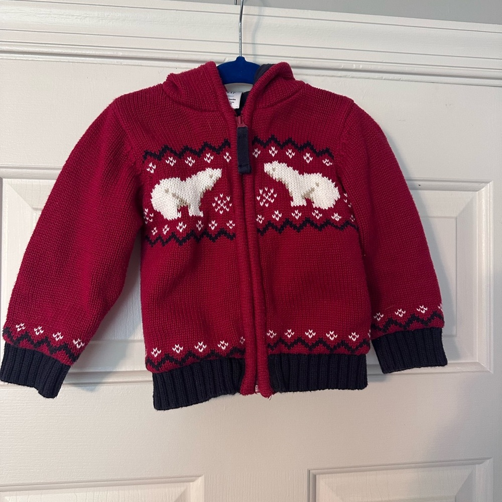 GAP Baby Red Knit Sweater with Polar Bear Pattern